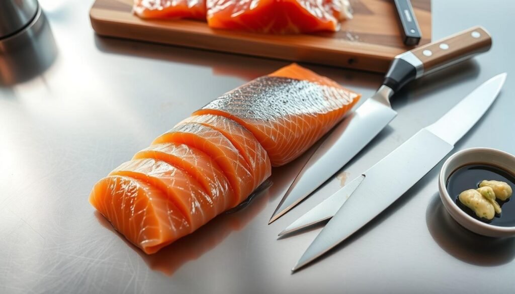Salmon Belly Sashimi Preparation Salmon Belly Sashimi Preparation